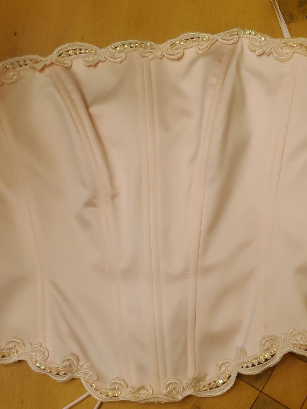 Silky 2 Peice Light Pink Skirt and Corset Set - Picture 2 of 6